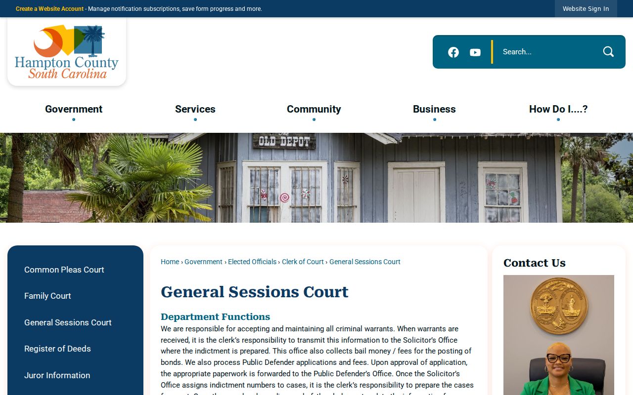 Hampton County General Sessions criminal warrant records information
