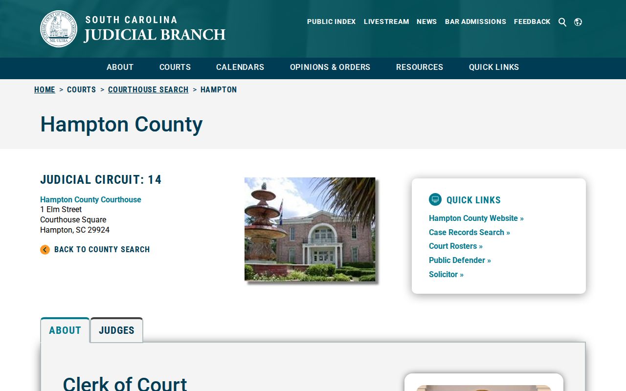 Hampton County active warrant case confirmation through the Judicial Branch