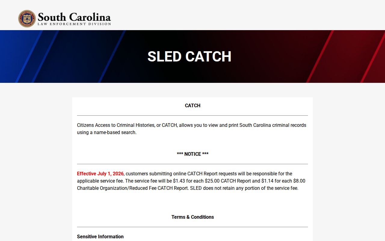 Hampton County warrant search distinction on the SLED CATCH interface